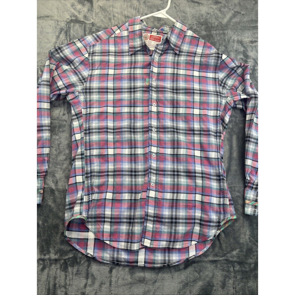 Robert Graham Mens L Pink Blue Multicolor Plaid Freshly Laundered Shirt